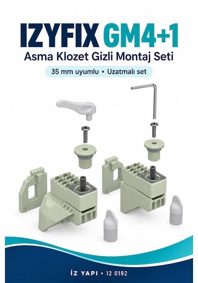 İz Yapı Izyfıx Gm4+1 Asma Klozet Gizli Montaj Seti 35 Mm Uyumlu Uzatmalı Çok Renkli