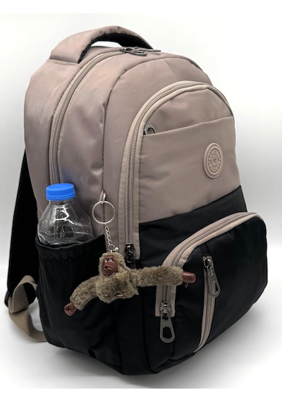Suya Dayanıklı İlk Okul Çantası 3'lü Seti Unisex Çocuk İlkokul Çantası Ldc-8010 Vizon-siyah Kahverengi