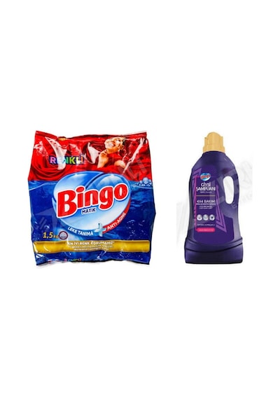 Bingo Renkliler İçin Toz Deterjan 1.5 Kg + Giysi Şampuanı 3 L 2'li Set Diğer