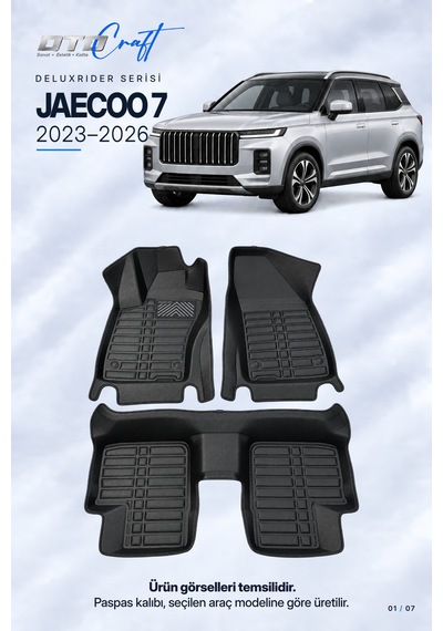 Otocraft Jaecoo 7 2023-2026 Araca Özel Deluxrider Lüks Havuzlu Paspas Tam Set 3 Parça