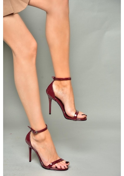 Fox Shoesb922112608 Bordo Rugan İnce Topuklu Kadın Ayakkabı Bordo
