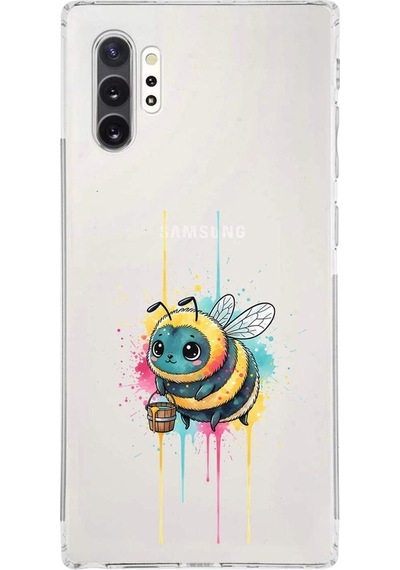 Samsung Galaxy Note 10 Plus İle Uyumlu Splash Arı Tasarımlı Şeffaf Silikon Kılıf Şeffaf