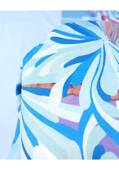 Mavi Üzeri Pembe Yeşil Sarı Renklerde Pamuk Saten Saten Dokuma Kumaş Elbiselik & Eteklik 140x200cm-12325 Mavi,pembe,yeşil,sarı