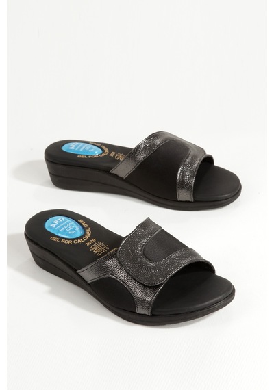 Artı Artı Ayakkabı Artı&jel-5002 Ortopedik Jel Topuk Dikeni&kemik Çıkıntısı Fonksiyonlu Kadın Platin Crtlı Terlik
