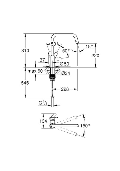 Grohe Eurosmart Tek Kumandalı Eviye Bataryası - 30567000 Gümüş