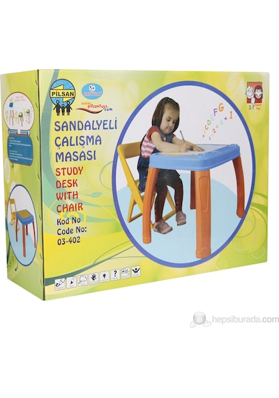 Pilsan Sandalyeli Çalışma Masası 03-402 - Aktivite Masası ✅ Mavi Yeşil