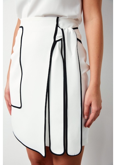 Sateen Detaylı Mini Etek - Ekru