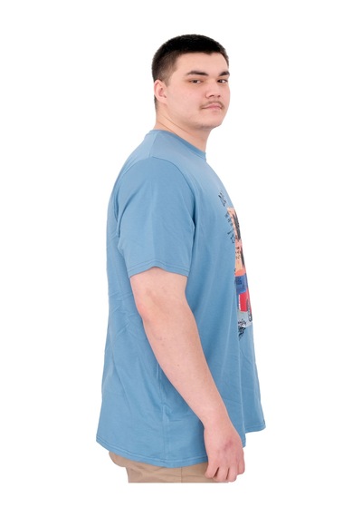 Mode Xl Büyük Beden Erkek Baskılı T-shirt Palm Dream U25026 Mavi Mavi