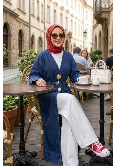 Hb Harma Time Butik Kadın Rüveyda Tokalı Koyu Kot Mavi Kap Koyu Mavi Koyu Mavi