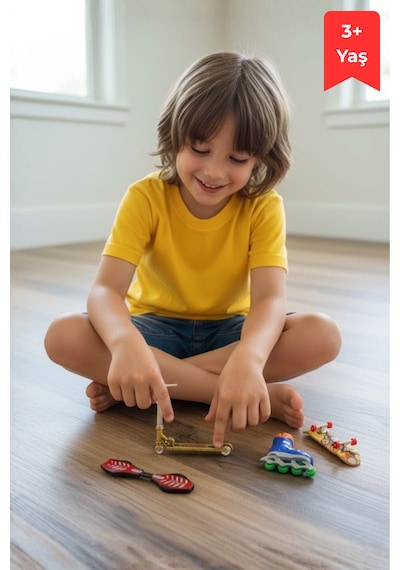 Mini Parmak Kaykay, Paten Ve Scooter Oyun Seti 3+ Yaş Çok Renkli