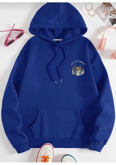 Kozia Outdoors Malkoçbey Baskılı Oversize Unisex Sweatşirt Mavi Mavi