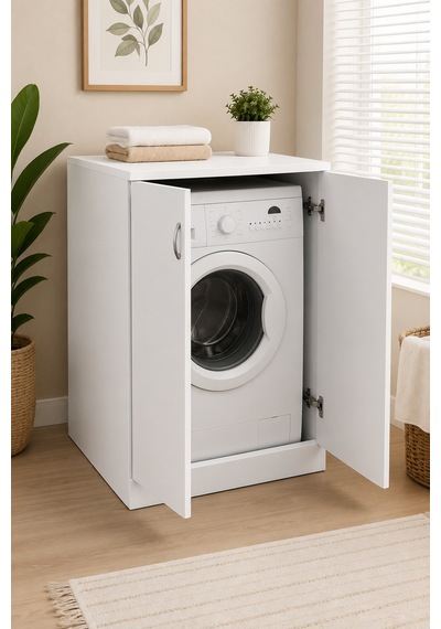 Renazzo Mdf Çamaşır Makinesi Dolabı Beyaz 90x70x69 Cm