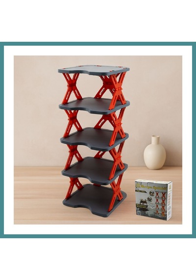 Trendexa 5 Katlı Katlanabilir Akordeon Plastik Ayakkabılık 27x27 Cm Mac Çok Renkli