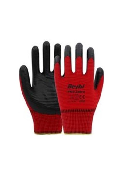 Beybi Nitril Pmk Pn5 Zebra Kırmzı Siyah 10 Beden 12li Paket Çok Renkli