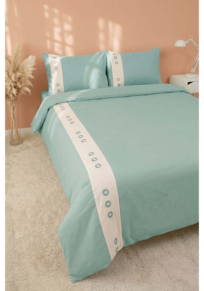 Daisy Mint %100 Pamuklu Çift Kişilik Nevresim Takımı - 4 Parça Çok Renkli