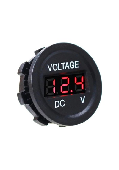 Su Geçirmez Dc 6v / 48v Voltmetre Yuvarlak Panel Tip Montajlanabilir Dijital Kırmızı Renk Led