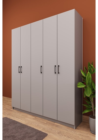 Asra Trend Vestiyer & Portmanto V-09 %100 MDF 5 Kapaklı Geniş Ayakkabılık Kül Gri