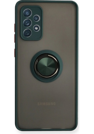 Muratech Newface Samsung Uyumlu Galaxy A72 Kılıf Montreal Yüzüklü Silikon Kapak - Yeşil