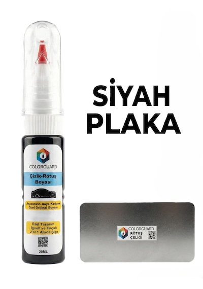 Siyah Plaka İğneli Ve Fırçalı Özel Tasarım Şişe Rötuş Boyası Ve Profesyonel Rötuş Çeliği Seti