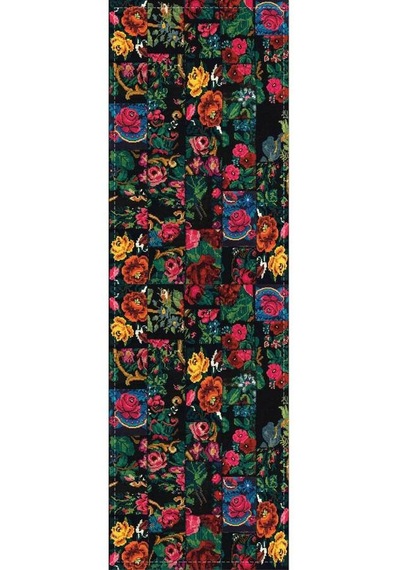Siyah Patchwork Desenli Premium Masa Örtüsü Runner Rnr290n11