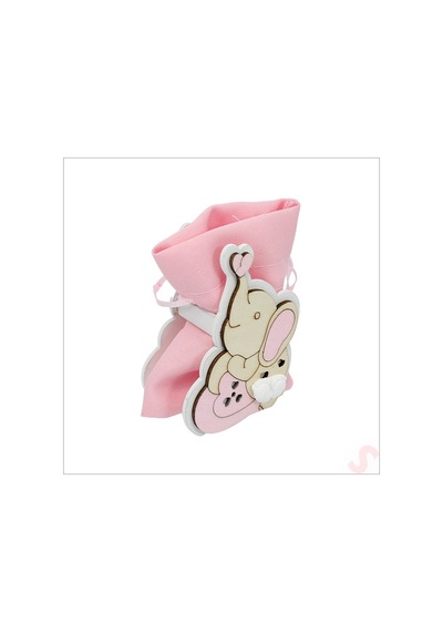 Ahşap Standlı 10cm X 8cm Kese, Fil Pembe - 1 Adet Renkli Çok Renkli