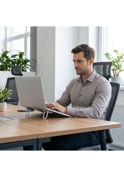 1 Çift Yapışkanlı Katlanabilir Laptop Standı Mini Notebook Yükseltici, Taşınabilir Kaymaz Laptop Ayağı 5570