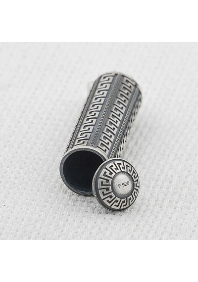 925 Ayar Gümüş Silindir Tasarımlı Cevşen Muska Kabı Unisex Kolye Ucu Gümüş
