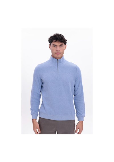 Rowinger Yarım Fermuarlı Dik Yaka Selanik Örme Erkek Sweatshirt Baby Blue