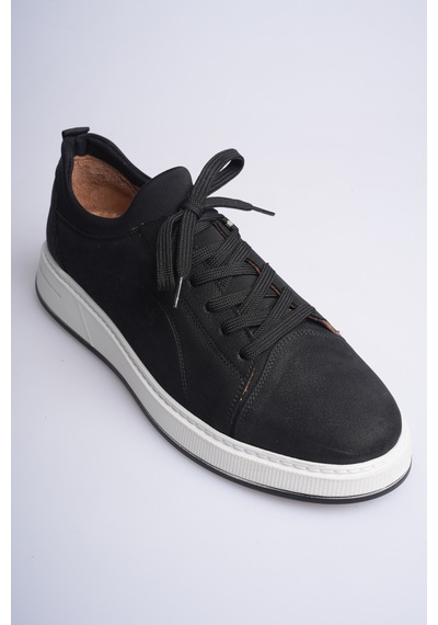 Fame Step Hakiki Deri Erkek Sneaker Ayakkabı Günlük Rahat Ortopedik Spor Como Siyah