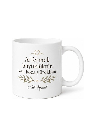 Affeden Arkadaşa Büyüklük Bende Kalsın Koca Yürekli Affedici Kupa Hediye Bardak Beyaz / Çok Renkli