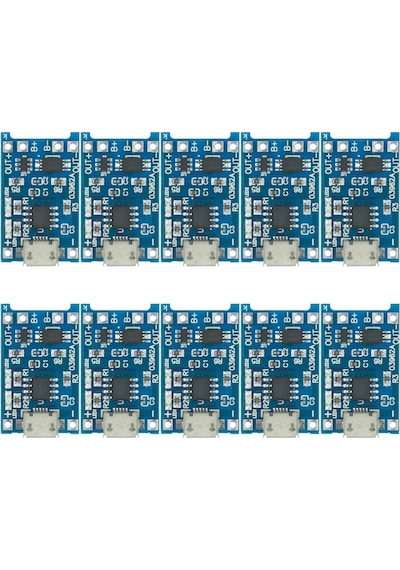 TP4056 Micro USB Korumalı Lipo 18650 Pil Şarj Devresi (10 Adet)