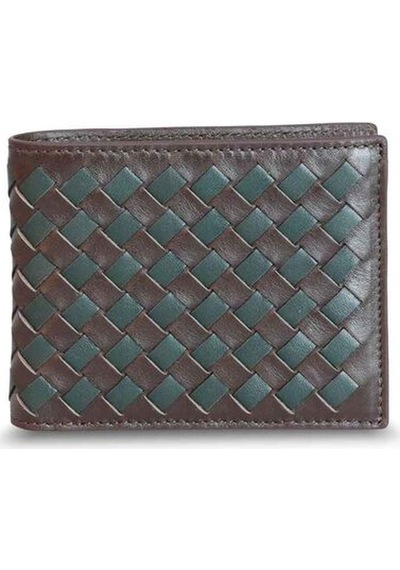Guard Kahverengi/yeşil Örgü Desenli Hakiki Deri Erkek Cüzdan // Grd260225wt1077 Diğer