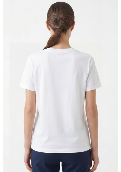 Goffra Kadın Vision V Yaka Premium Kalite Yoğun Dokulu Pamuklu T-shirt Beyaz W102-r0220-01