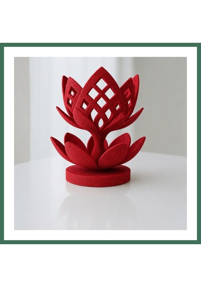 En-cag 3d Baskı Lotus Çiçeği Mumluk - Dekoratif Tealight Mumluk-kırmızı Bss