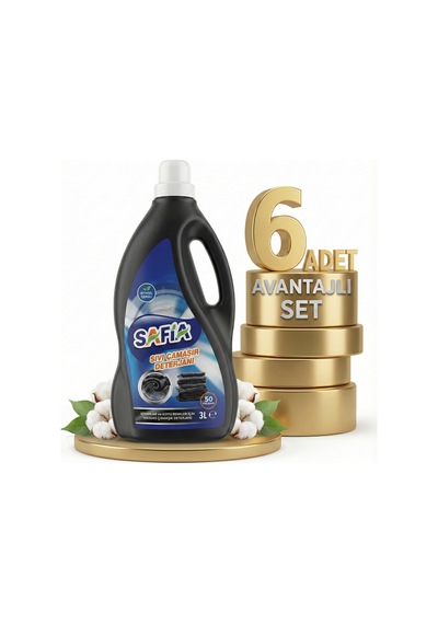 Safia Bitkisel Sıvı Çamaşır Makine Deterjanı Siyahlar 6x3 Lt 3 L