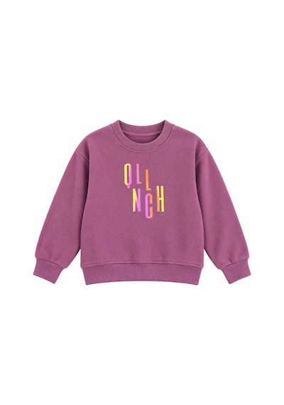 Luess Kız Çocuk Bisiklet Yaka Renkli Baskılı Sweatshirt Gül Kurusu