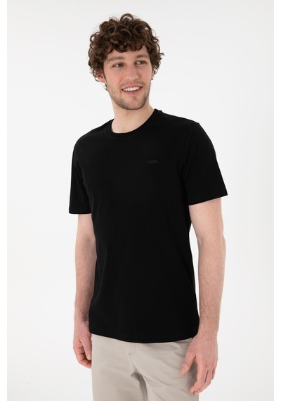U.S. Polo Assn. Erkek Regular Fit Bisiklet Yaka Siyah Basic Tişört 50305928-VR046
