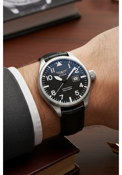 Airacobra V.1.22.0.148.4 Takvimli Siyah Deri Kordon 42 Mm Erkek Kol Saati 10 Atm Su Geçirmez Siyah - 860439461 Metalik Airacobra V.1.22.0.148.4 Takvimli Siyah Deri Kordon 42 Mm Erkek Kol Saati 10 Atm Su Geçirmez Siyah - 860439461 Metalik
