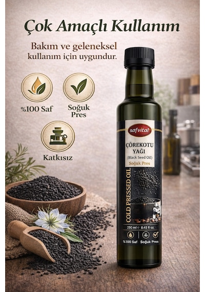 Soğuk Pres Çörekotu Yağı 250 Ml %100 Doğal Saf Çörekotu Yağı Soğuk Sıkım Black Seed Oil