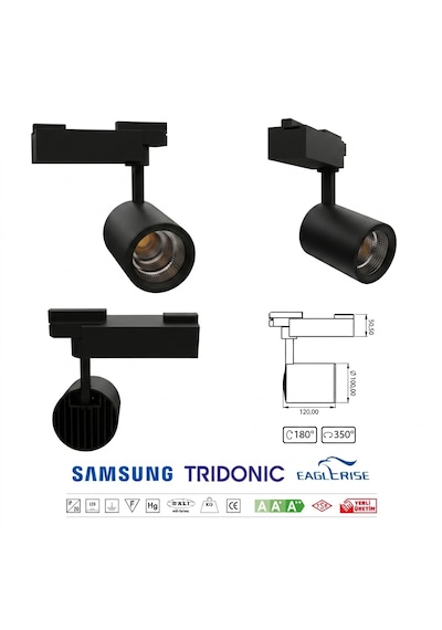 Arge Led Samsung Çipli 40w Siyah Kasa Monofaze Ray Spot 2700k