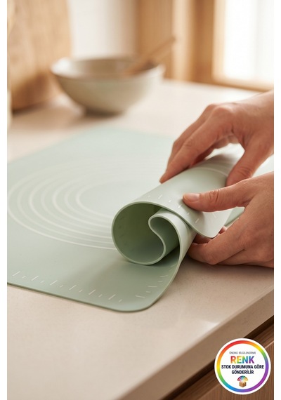Ölçü Cetvelli Silikon Hamur Açma Matı Kaymaz Yapışmaz Pasta Kurabiye Matı 64x45 Cm