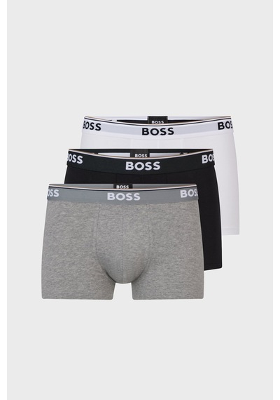 Boss 50475274 999 Erkek Boxer Siyah-Gri-Beyaz Gri - Siyah