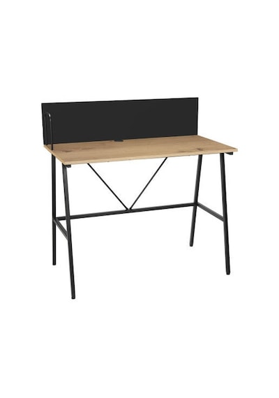 Retro Metal Ayaklı Arkalıklı Çalışma Masası-ceviz/siyah 100x100x54 Cm