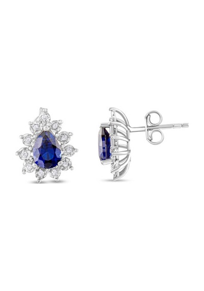 1.80 Karat Laboratuvar Pırlanta Safir Küpe - Hrd Sertifikalı