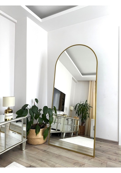 Effe Gold Metal Çerçeveli 180x80 Cm Oval Ayaklı Boy Aynası
