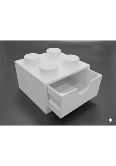 Lego Tasarımlı Mini Çekmece 2x2 Masaüstü Düzenleyici Dekoratif Saklama Kutusu Beyaz