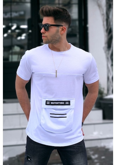 Madmext Madmext Baskılı Beyaz T-Shirt 5359-Beyaz