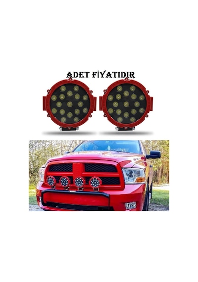 Off Road Sis Lambası 17 Ledli 51 Watt Kırmızı Çerçeve 12-48V