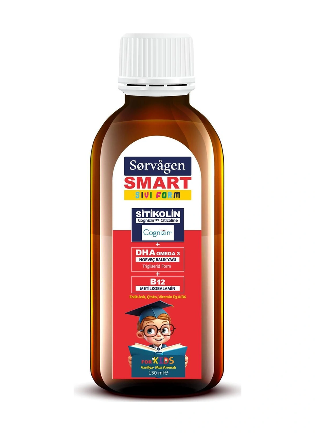 Sorvagen Smart Kids Sıvı Form Sitikolin Dha Omega 3 Norveç Balık Yağı Ve B12 150 Ml 2 Adet