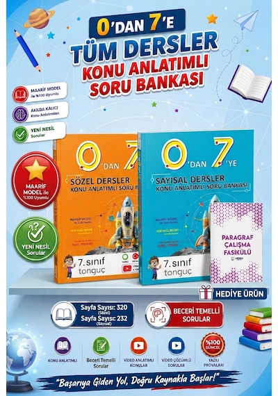 Tonguç Akademi 7. Sınıf 0 Dan 7 Ye Sayısal Sözel Tüm Dersler Konu Anlatımlı Soru Bankası Maarif Model